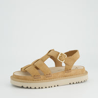 Tan Suede Buckle Strap Sandals