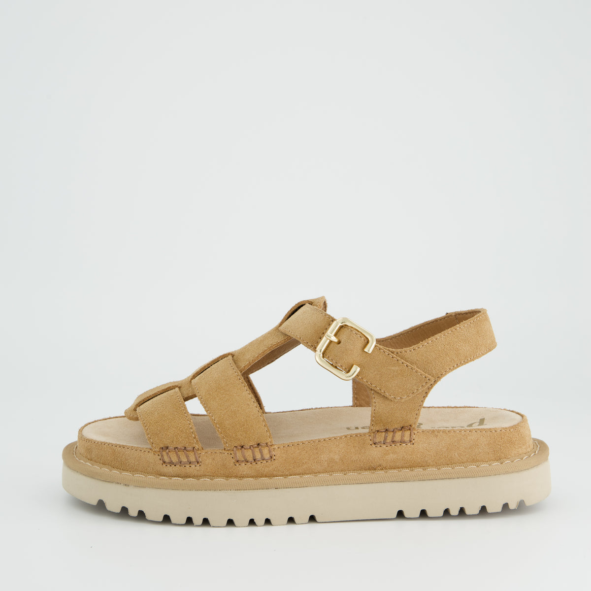 Tan Suede Buckle Strap Sandals