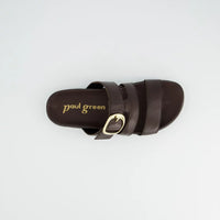 Dark Brown Leather Buckle Slide Sandals