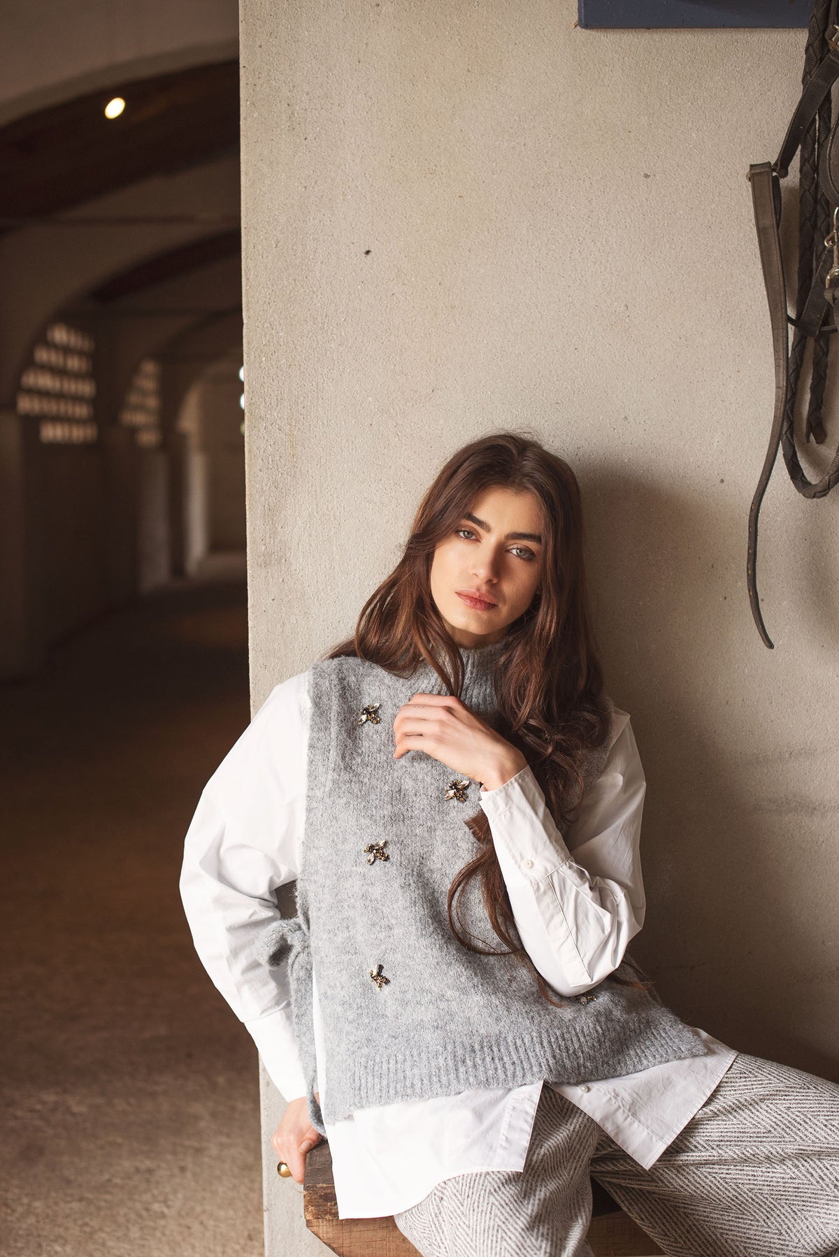 Embellished Spencer Cozy Melange Knit