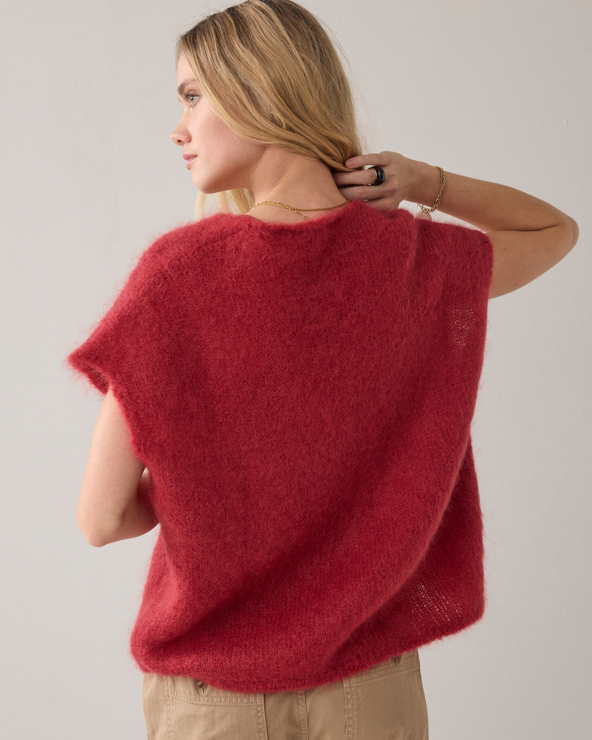 Cardigan Sleevles Mohair Knit