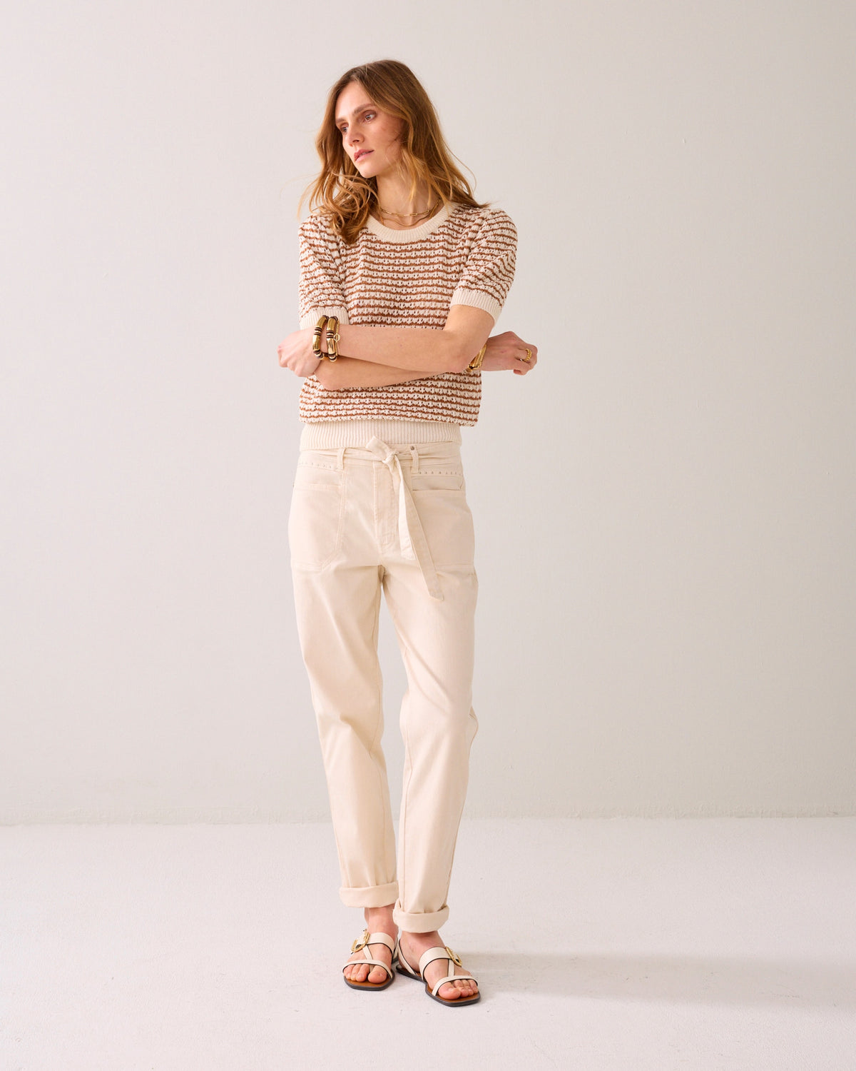 Ajour-knitted Short-Sleeve Jumper