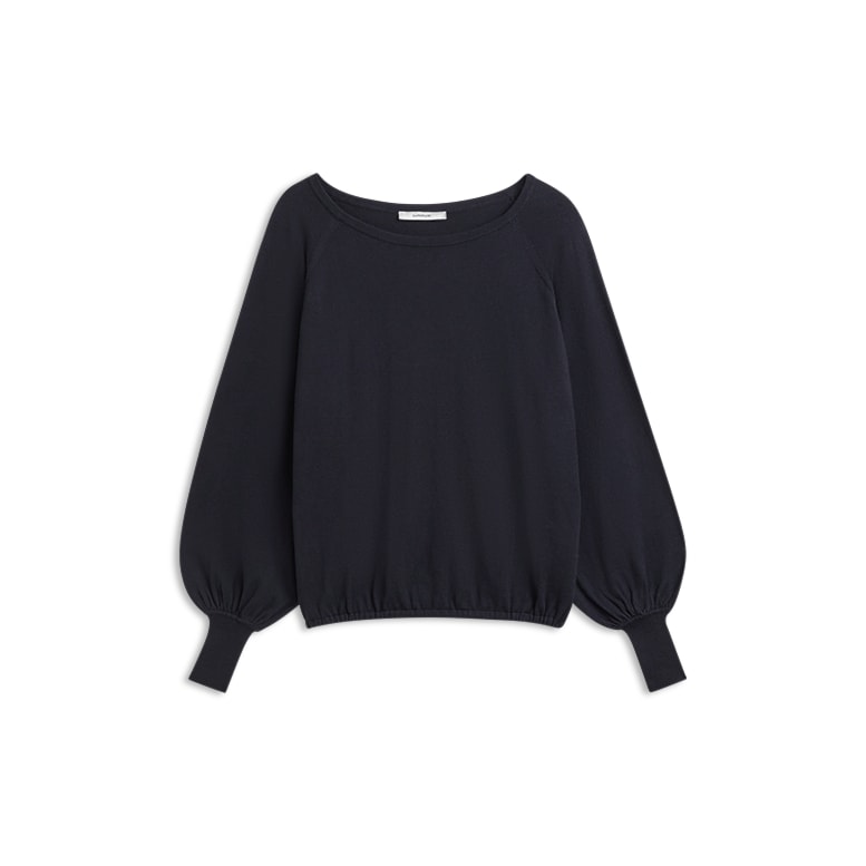 Boat Neck Sweater Cotton Silk Blend Knit