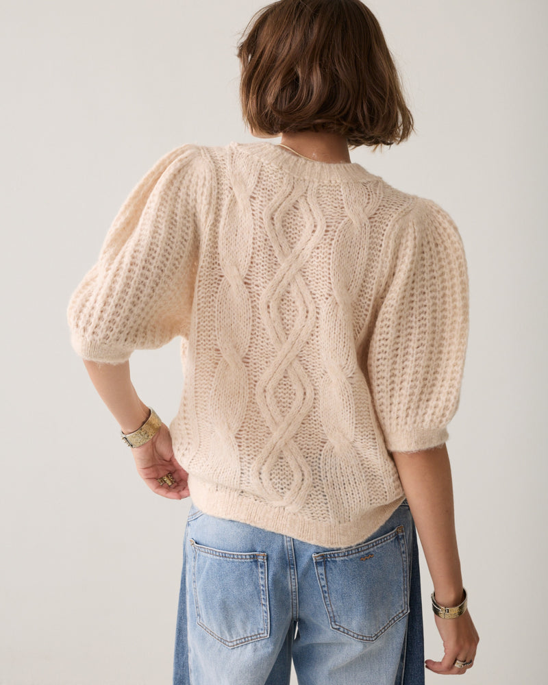 Summum Cable Knit Puff Sleeve Jumper
