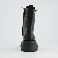 Black Croc-Embossed Combat Boot