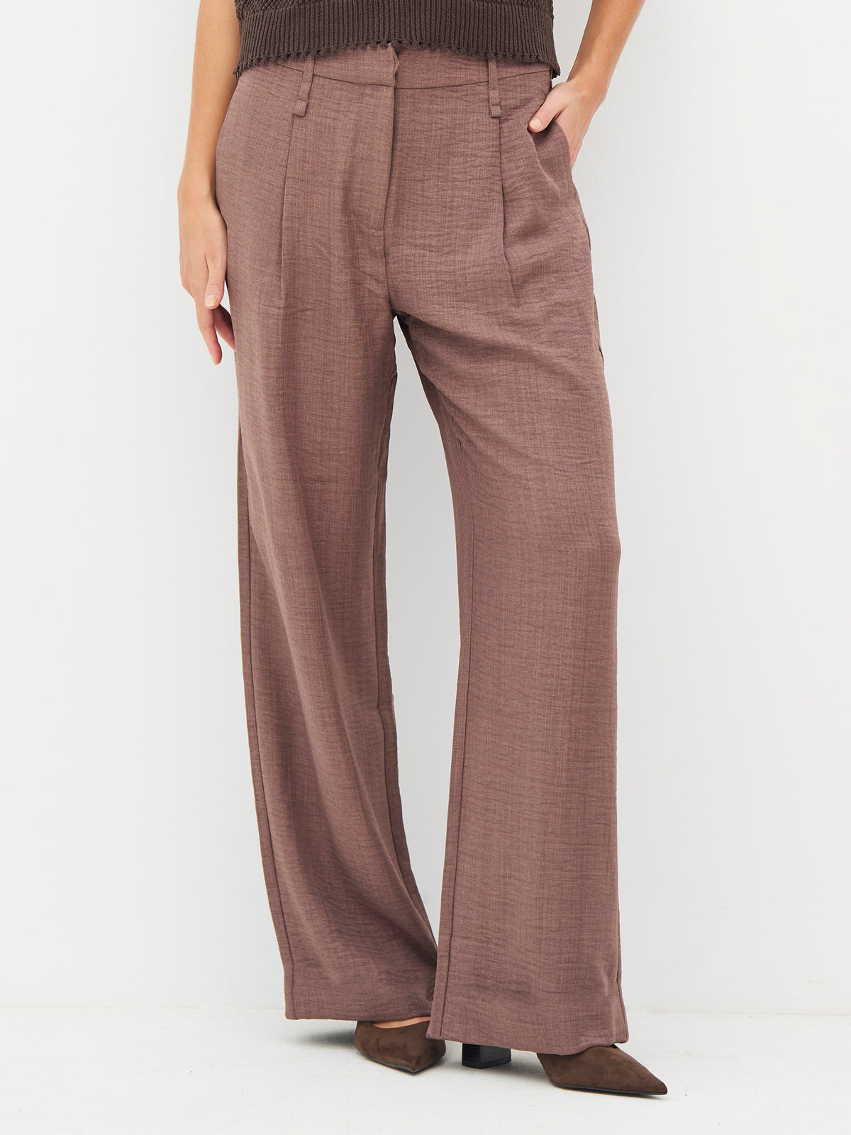 Rose Melange Wide Leg Eila Trousers