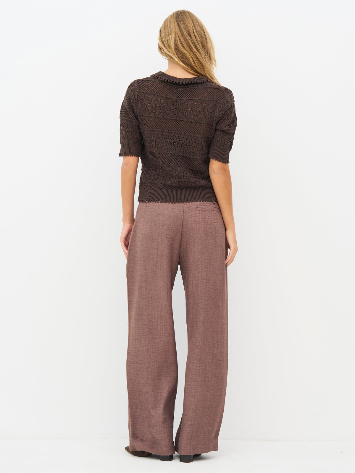 Rose Melange Wide Leg Eila Trousers