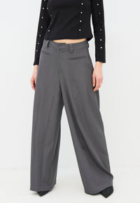 NÜ Denmark Grey Melange Wide Leg Trousers