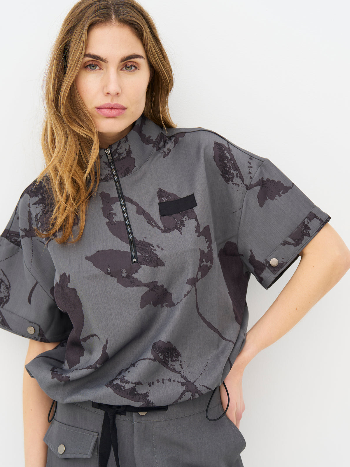 NÜ Denmark Grey Floral Utility Top