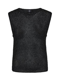NÜ Denmark Black Open-Knit Sleeveless Top