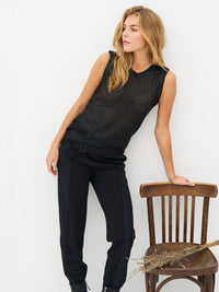 NÜ Denmark Black Open-Knit Sleeveless Top