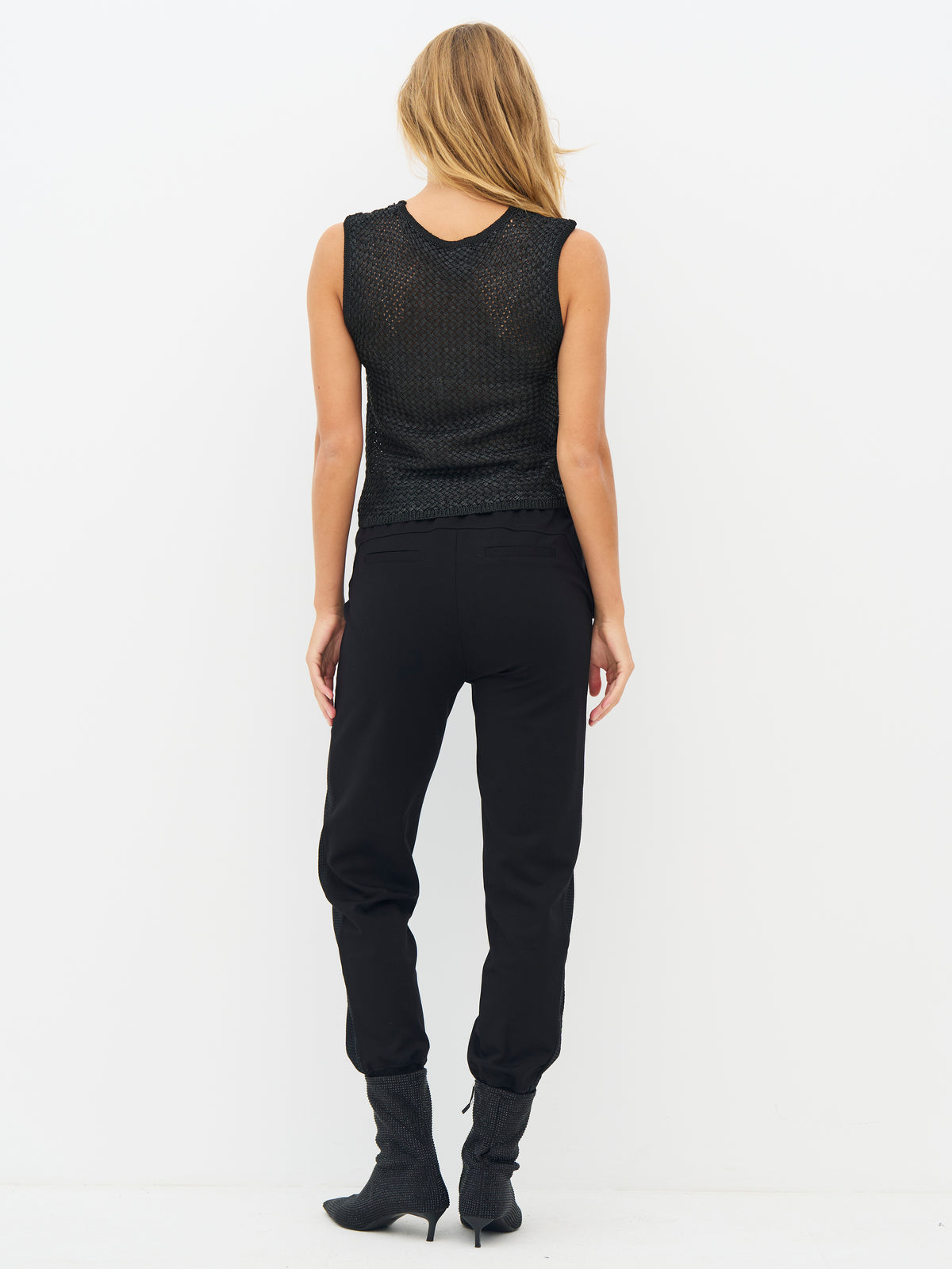 NÜ Denmark Black Open-Knit Sleeveless Top
