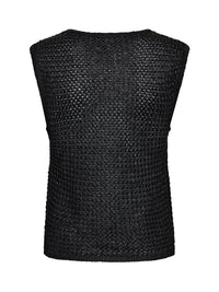 NÜ Denmark Black Open-Knit Sleeveless Top