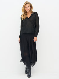 NÜ Denmark Black Open-Knit Polo Jumper