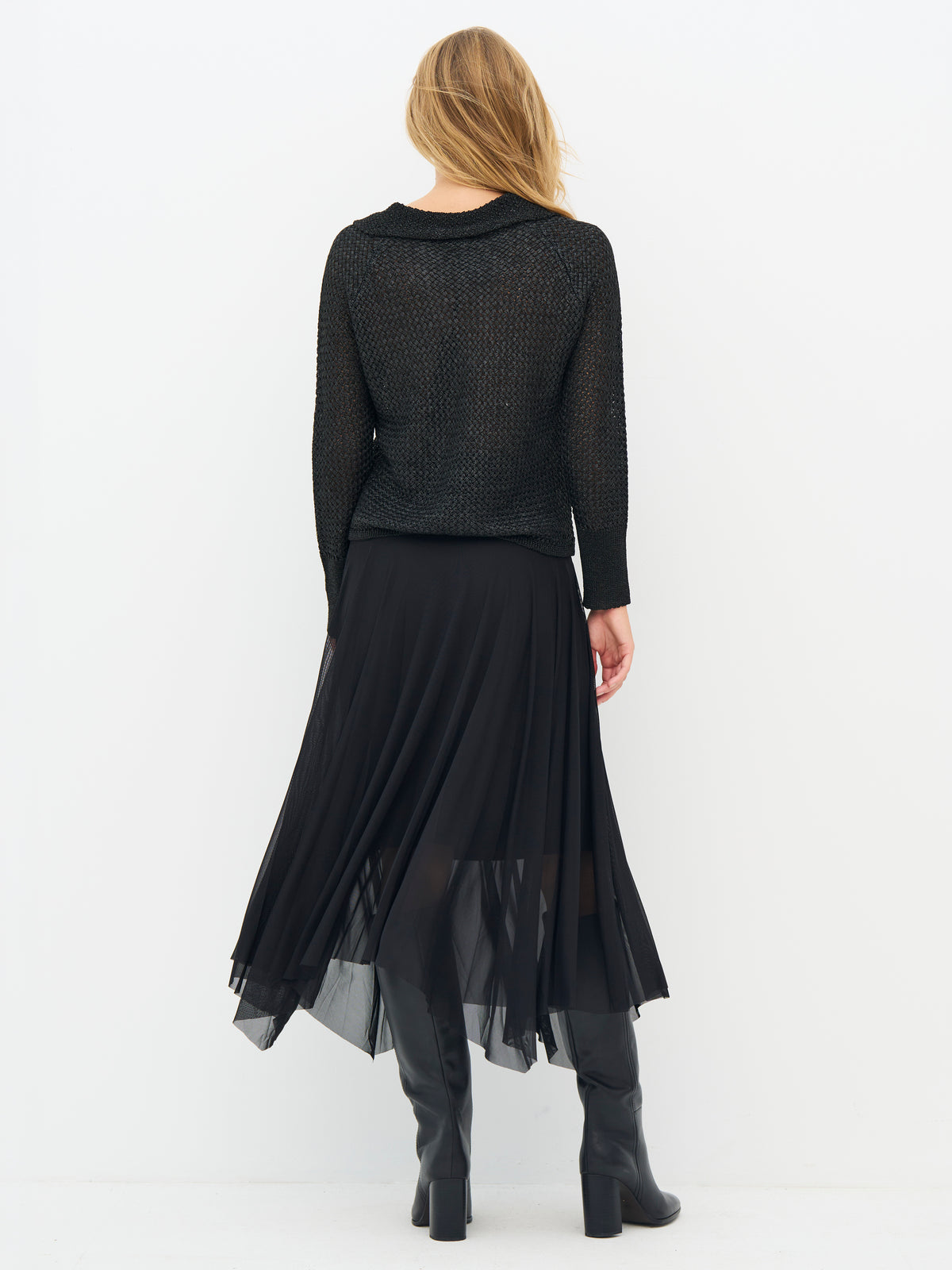 NÜ Denmark Black Open-Knit Polo Jumper