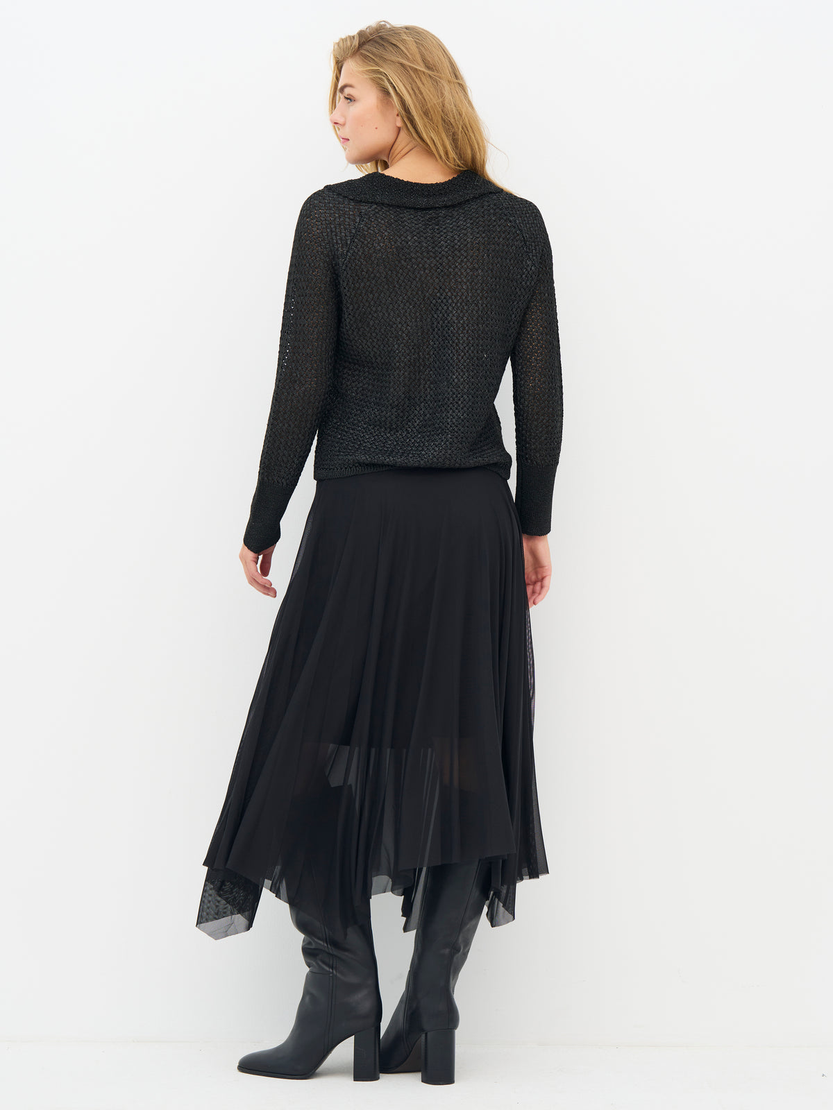 NÜ Denmark Black Open-Knit Polo Jumper