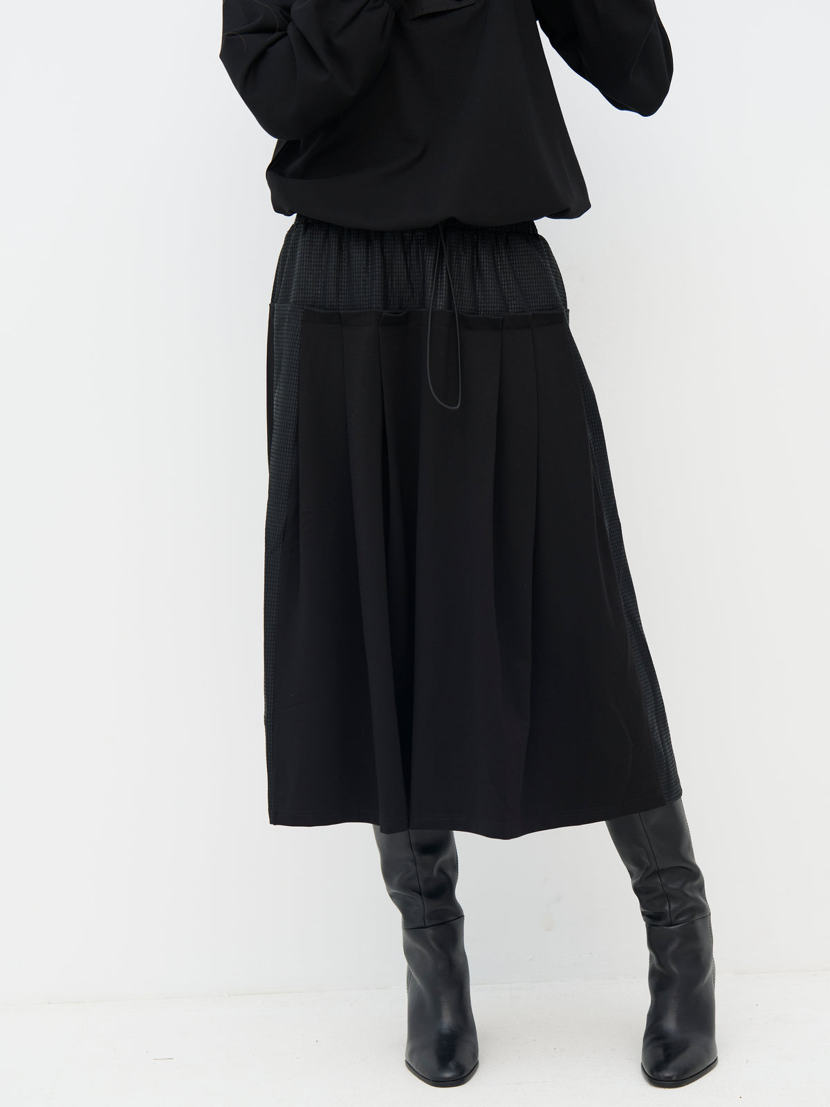 NÜ Denmark Black Textured Midi Skirt