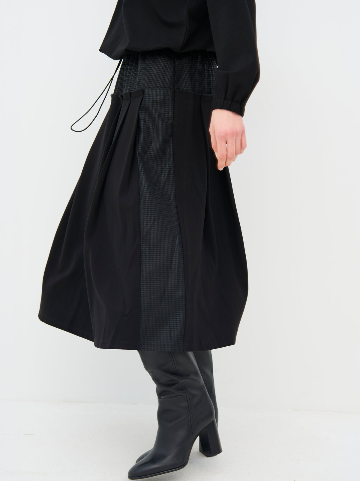 NÜ Denmark Black Textured Midi Skirt