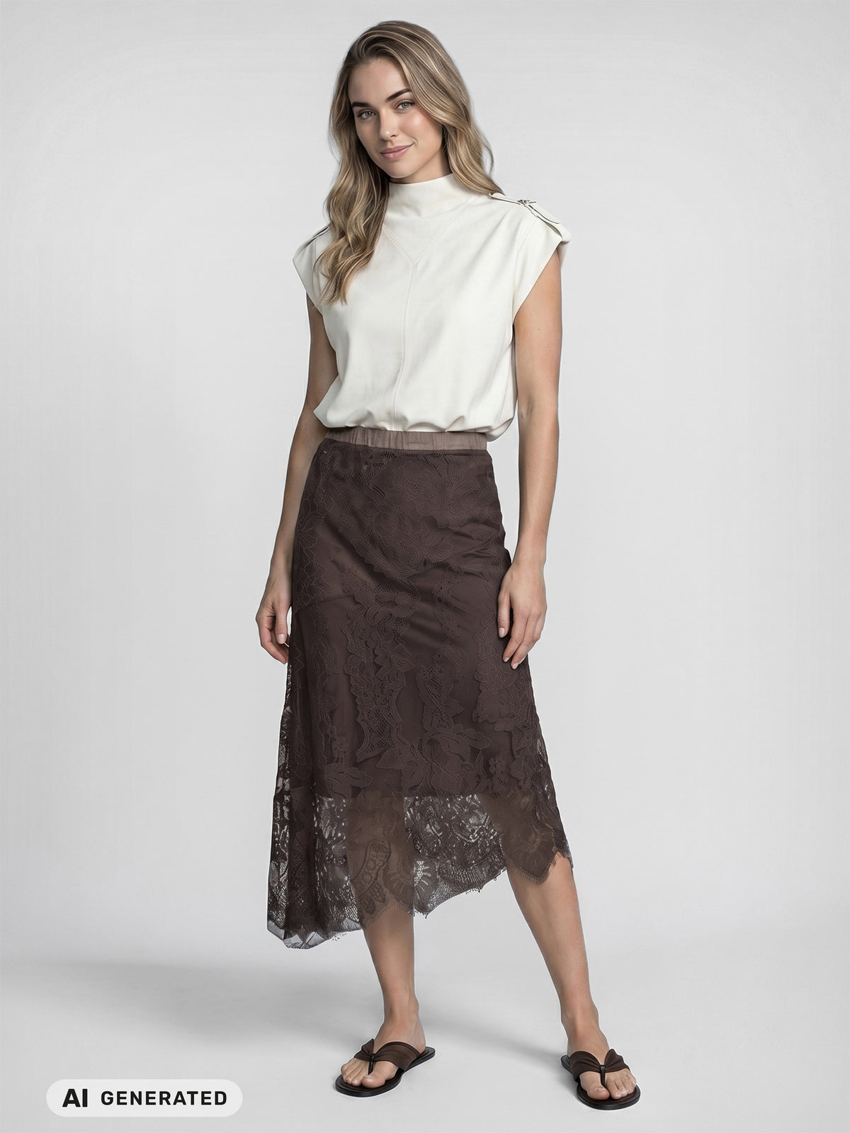 NÜ Denmark Brown Lace Midi Skirt