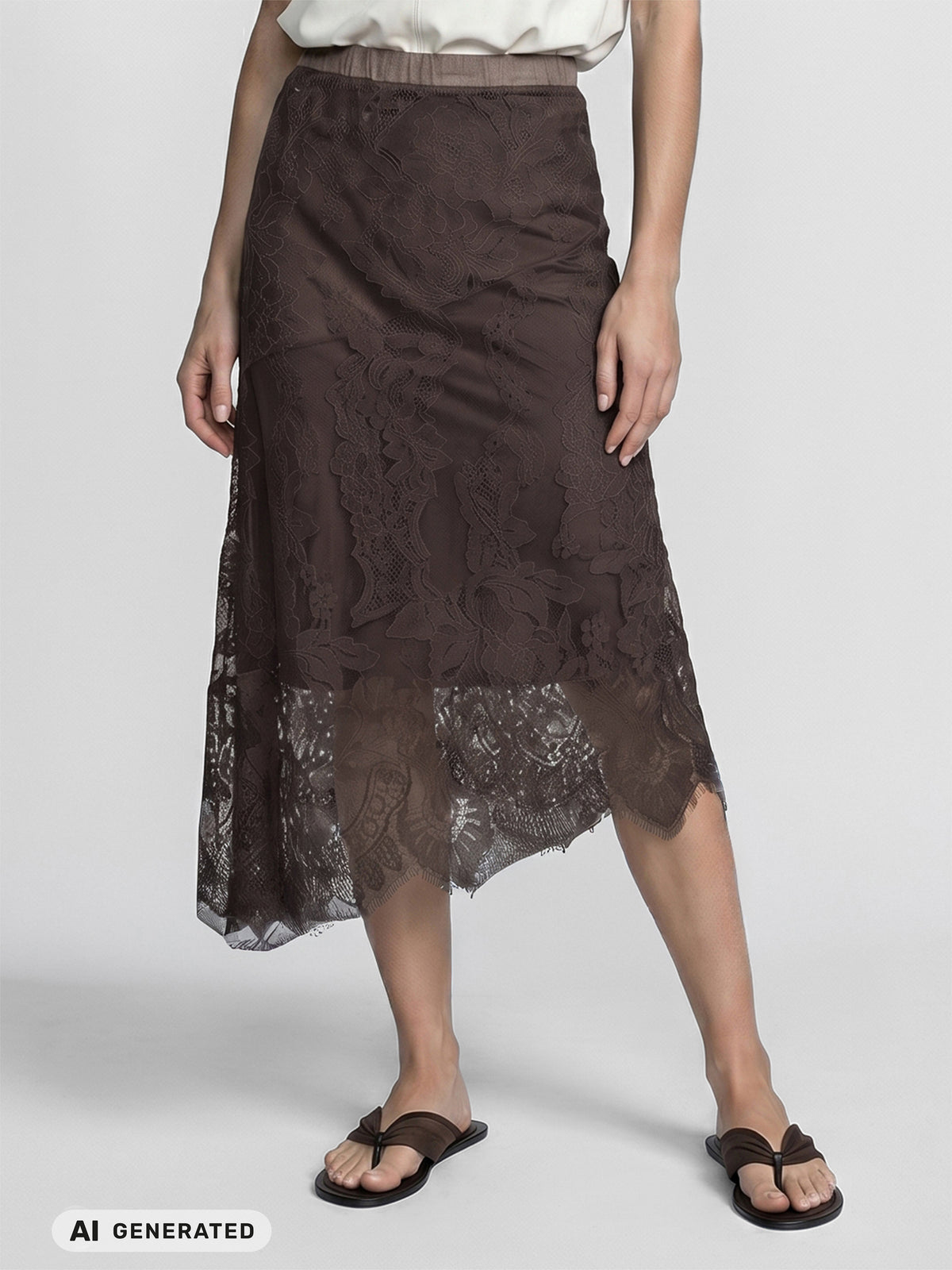 NÜ Denmark Brown Lace Midi Skirt