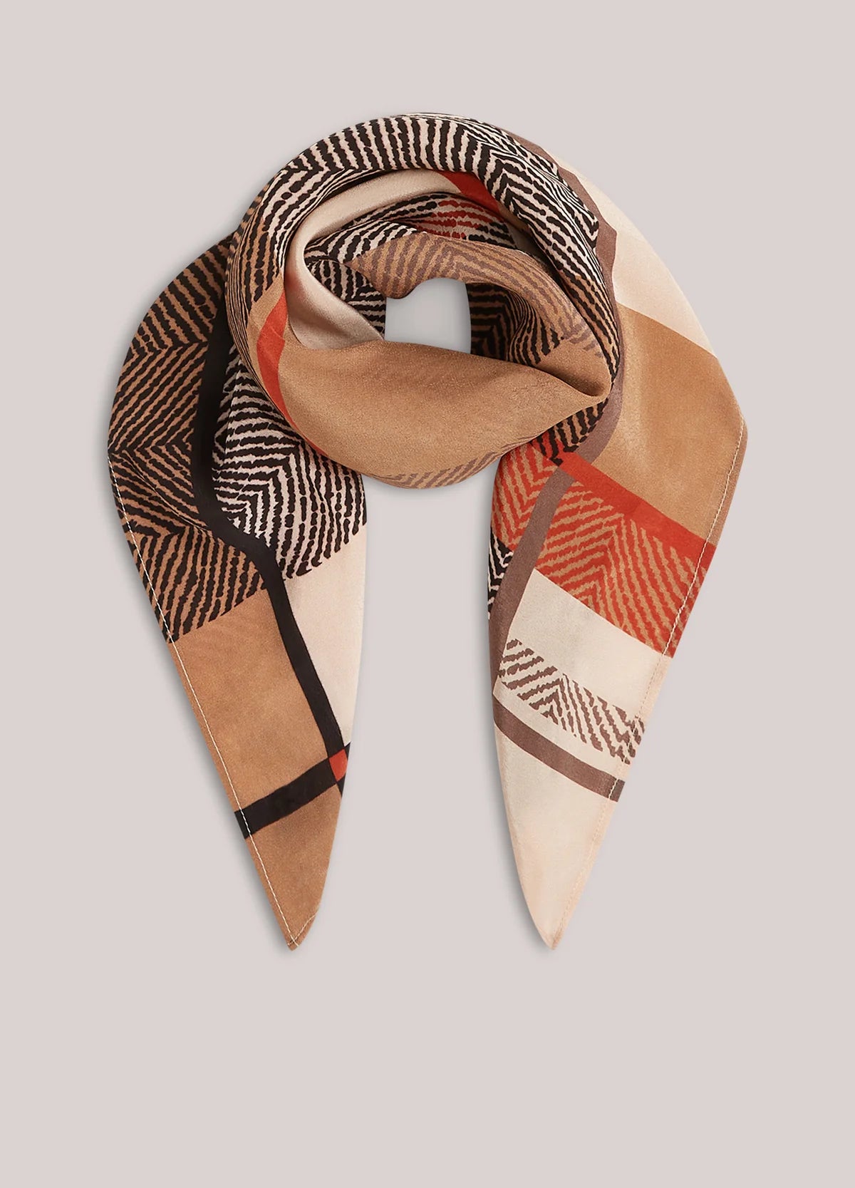 Satin Scarf with Check Pattern