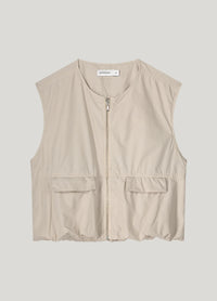 Sleeveless Bomber Jacket Crispy Cotton