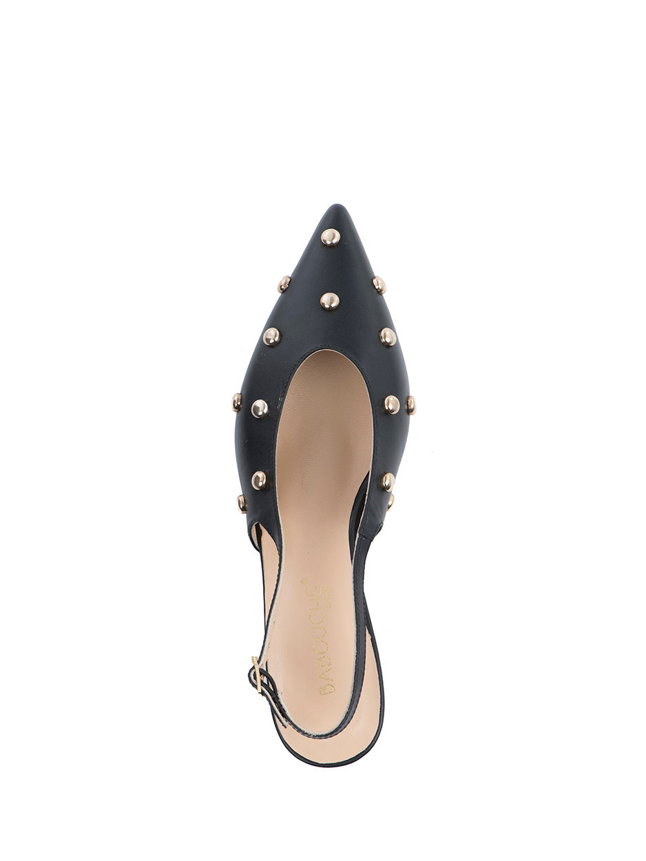 Babouche Elma Black Studded Slingback Heel