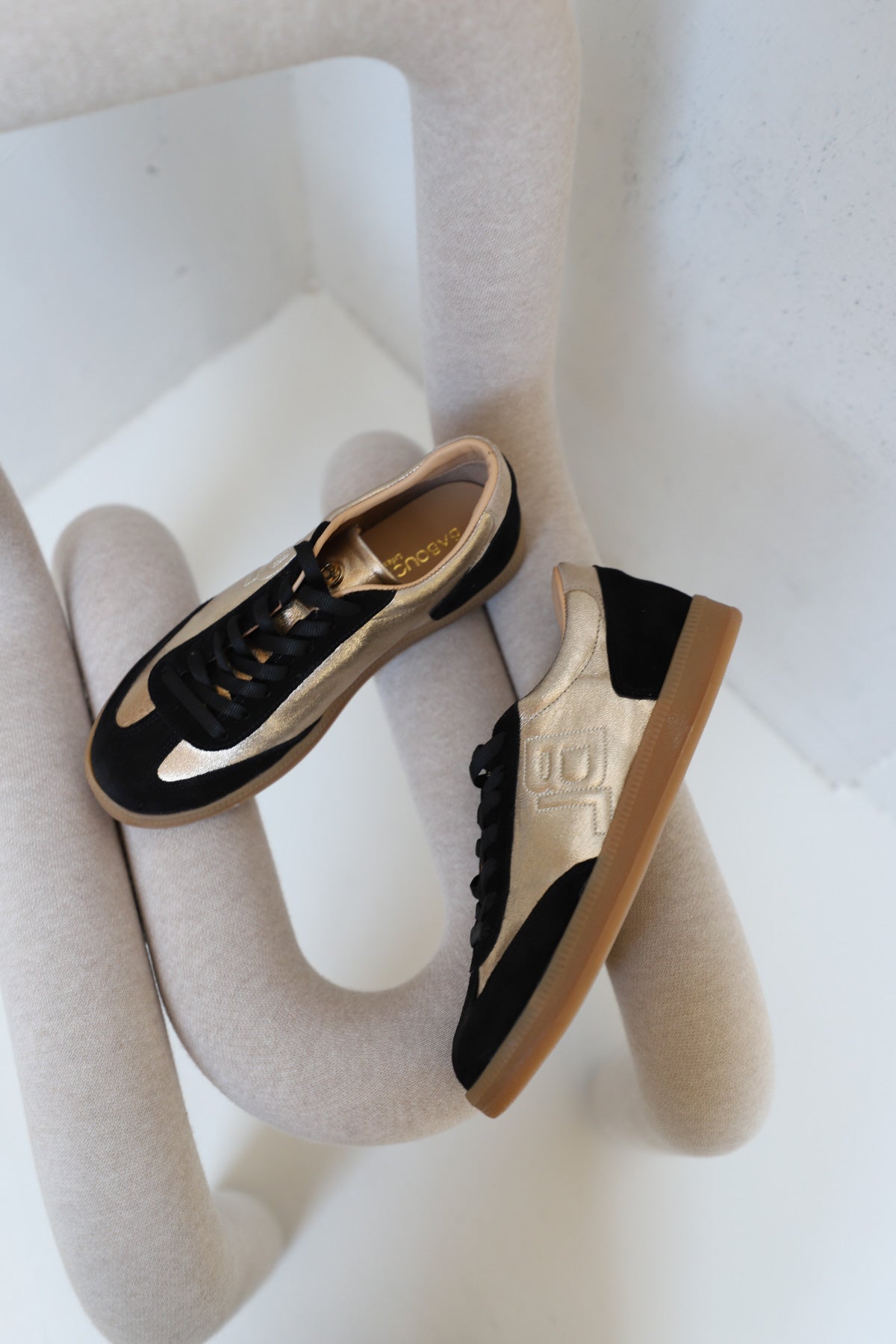 Nara Black & Gold Retro Sneakers
