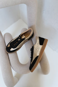Nara Black & Gold Retro Sneakers