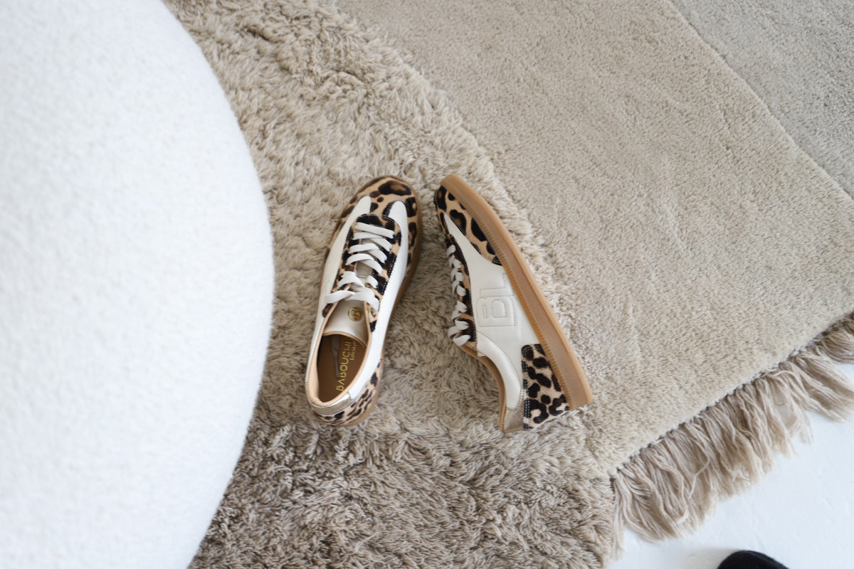 Nara Leopard & Off-White Retro Sneakers