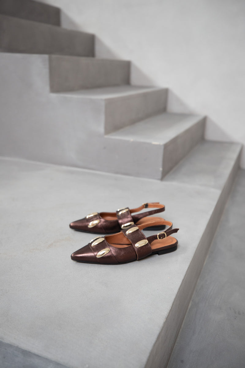 Olile Dark Brown Pointed Slingback Flats