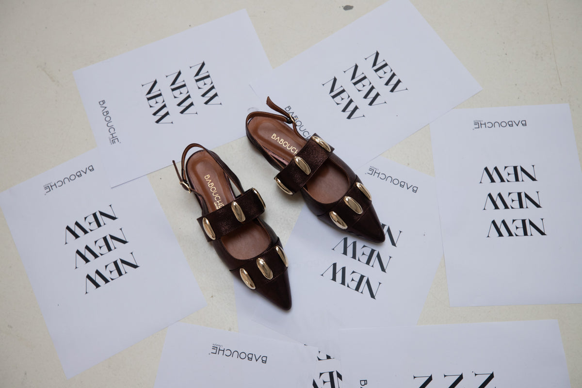 Olile Dark Brown Pointed Slingback Flats