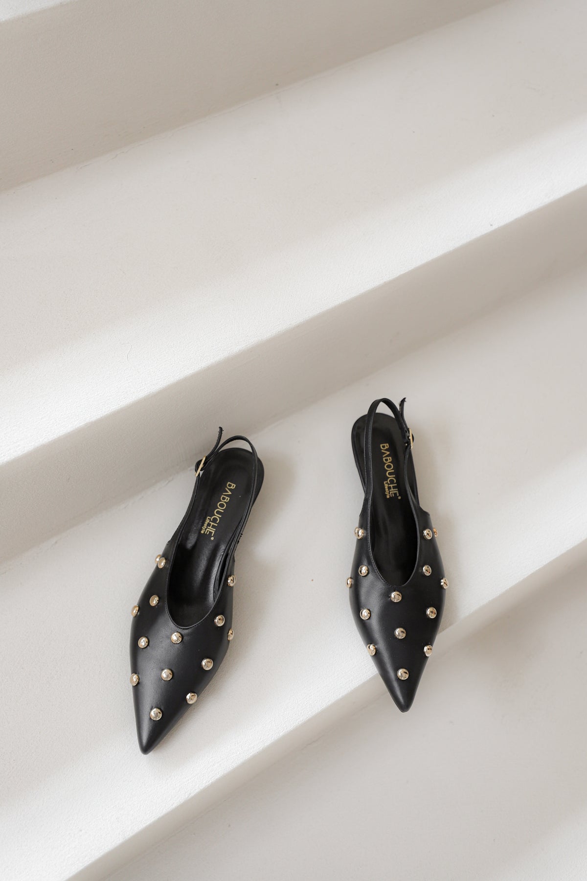 Babouche Elma Black Studded Slingback Heel