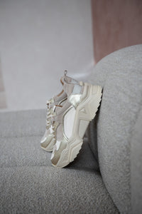 Freja Beige & Gold Chunky Sneakers