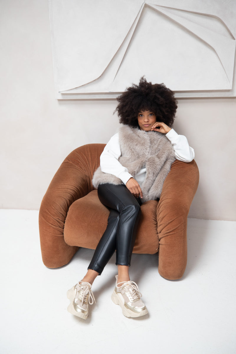 Freja Beige & Gold Chunky Sneakers