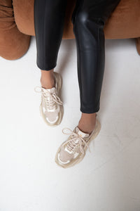 Freja Beige & Gold Chunky Sneakers