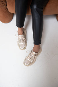 Freja Beige & Gold Chunky Sneakers