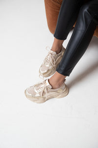 Freja Beige & Gold Chunky Sneakers
