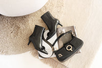 Trish Black Leather Ankle Boots