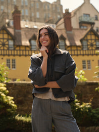 Woven Wide Leg Check  Trousers