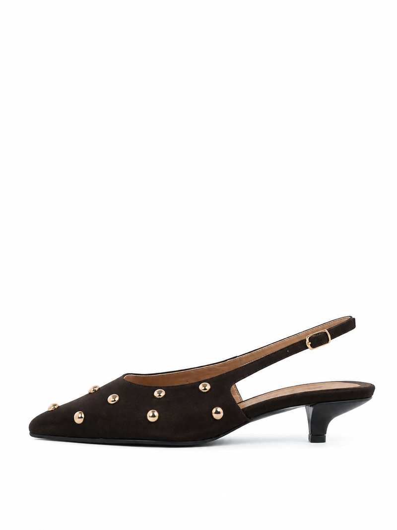 Elma Black Studded Slingback Heel