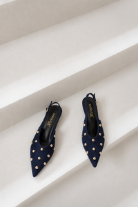 Elma Black Studded Slingback Heel