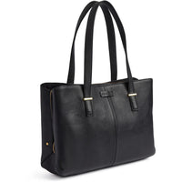 Classic Black Leather Shoulder Tote