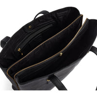 Classic Black Leather Shoulder Tote