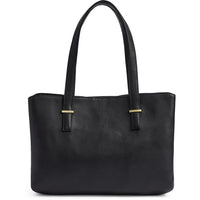 Classic Black Leather Shoulder Tote