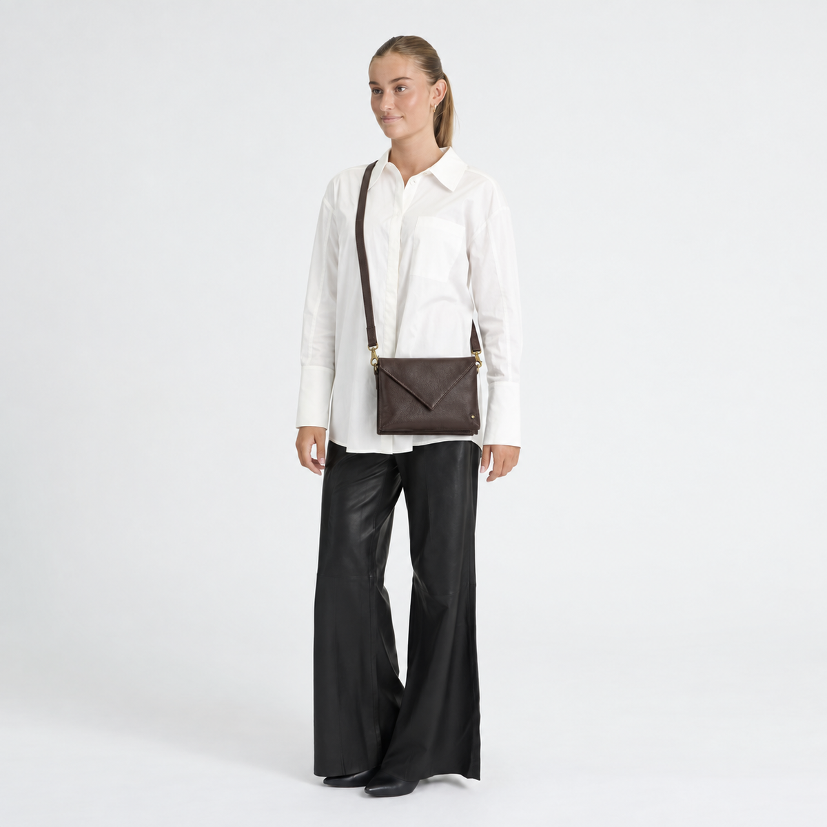 Dark Brown Envelope-flap Shoulder Bag