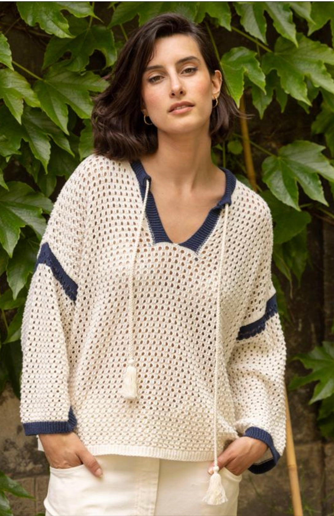 Open-Knit Crochet Sweate
