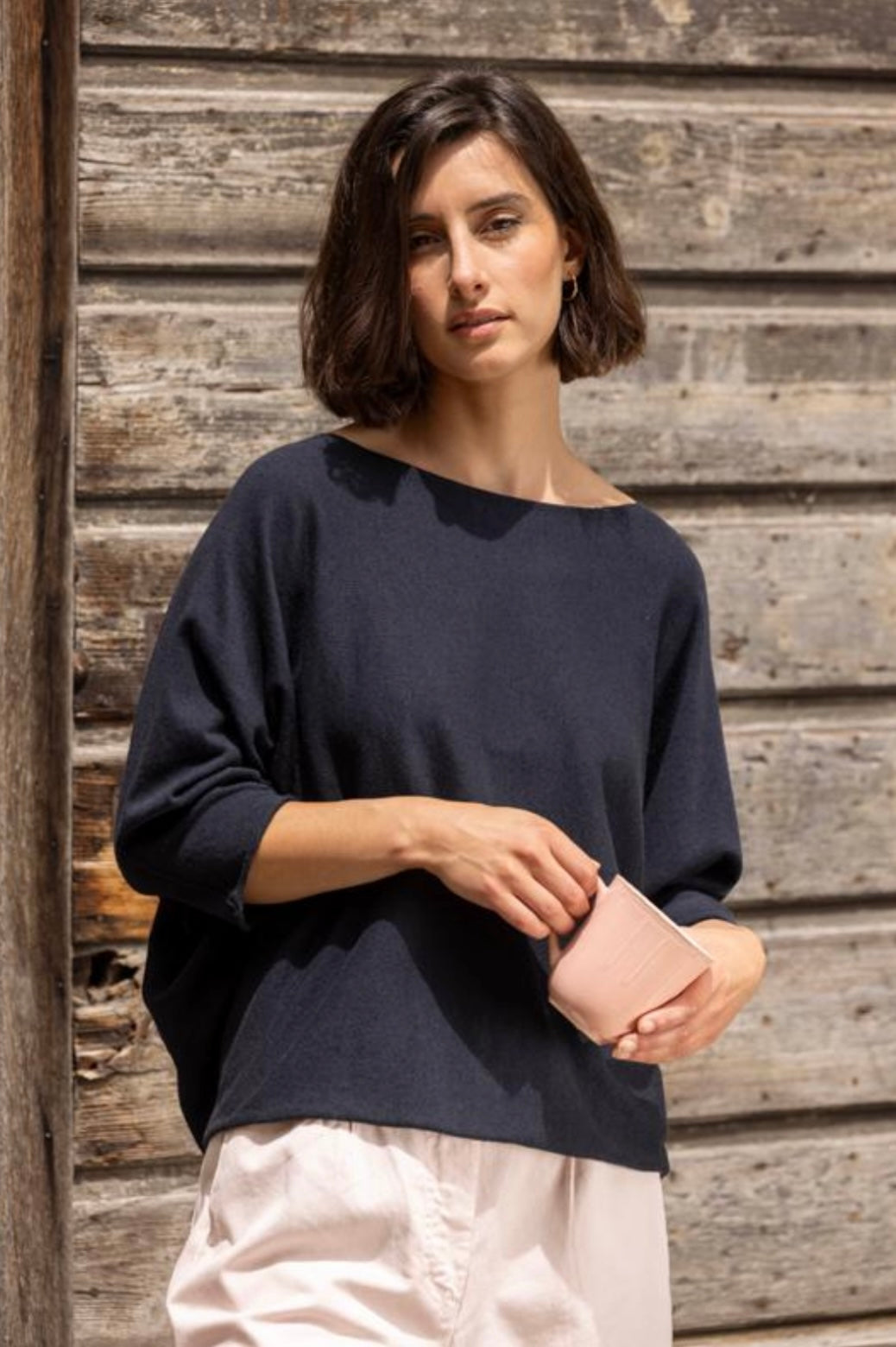 Relaxed Boat Neck Knit Sweater