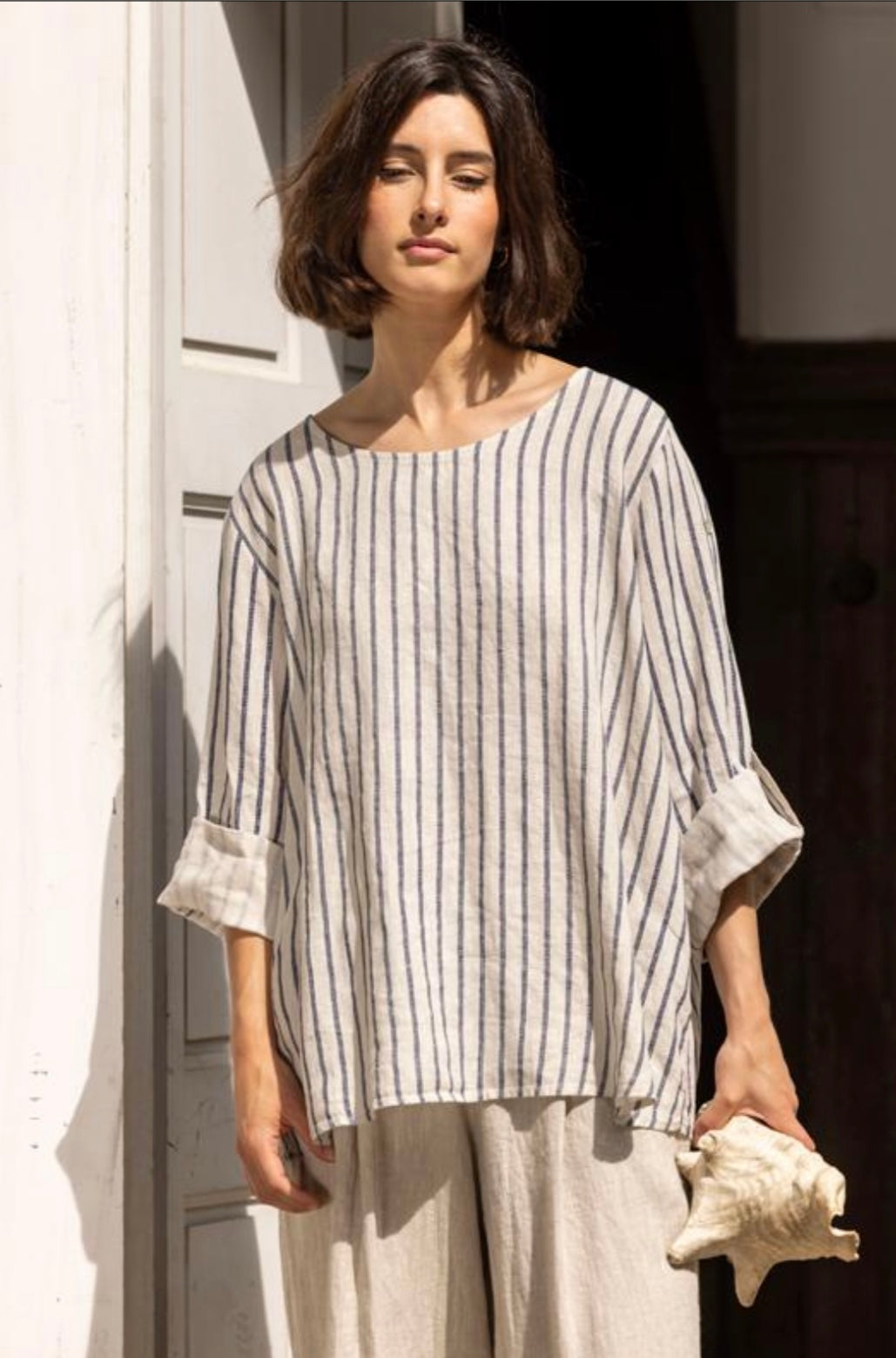 Striped Linen Oversized Shirt