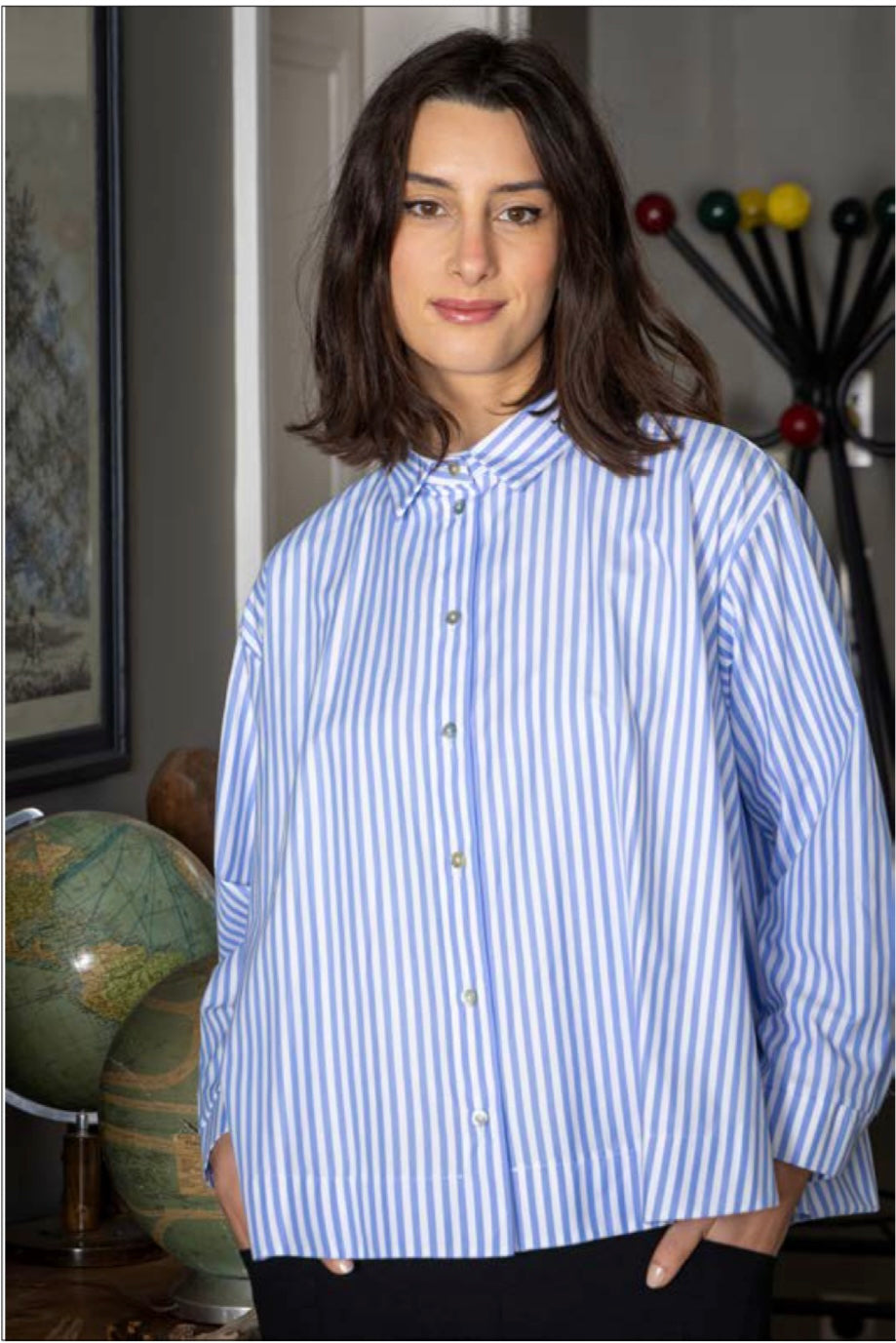 Blue & White Striped Oversized Shirt